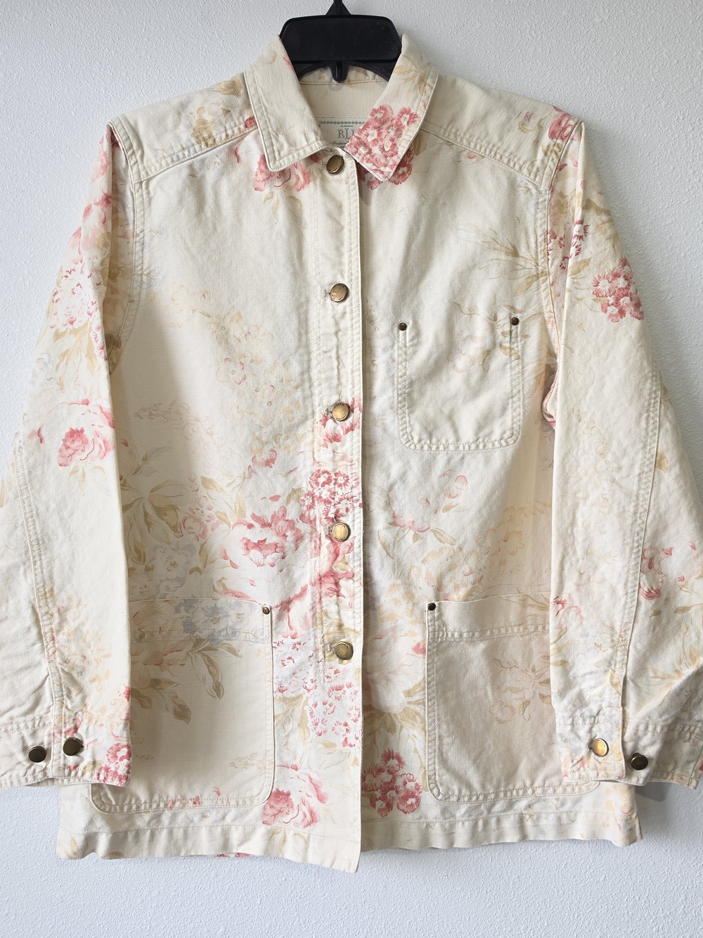 90's Vintage Lauren Ralph Lauren Lenin/Cotton Cream Jacket Floral Print Size M